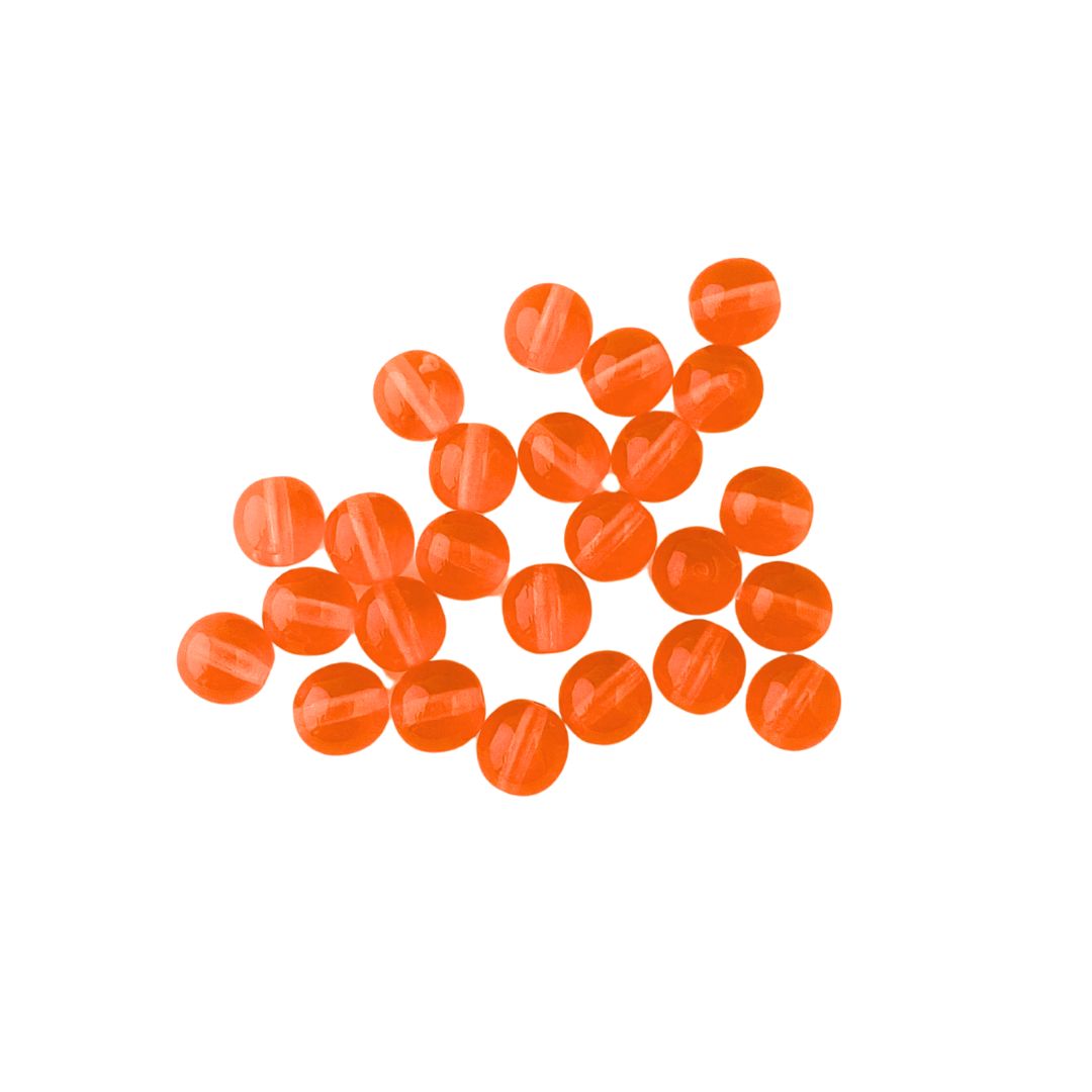 8mm Czech Glass Round Bead Transparent Orange