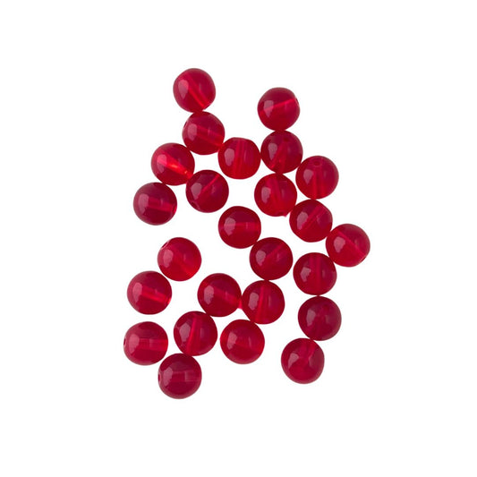 8mm Czech Glass Round Bead Transparent Siam Red
