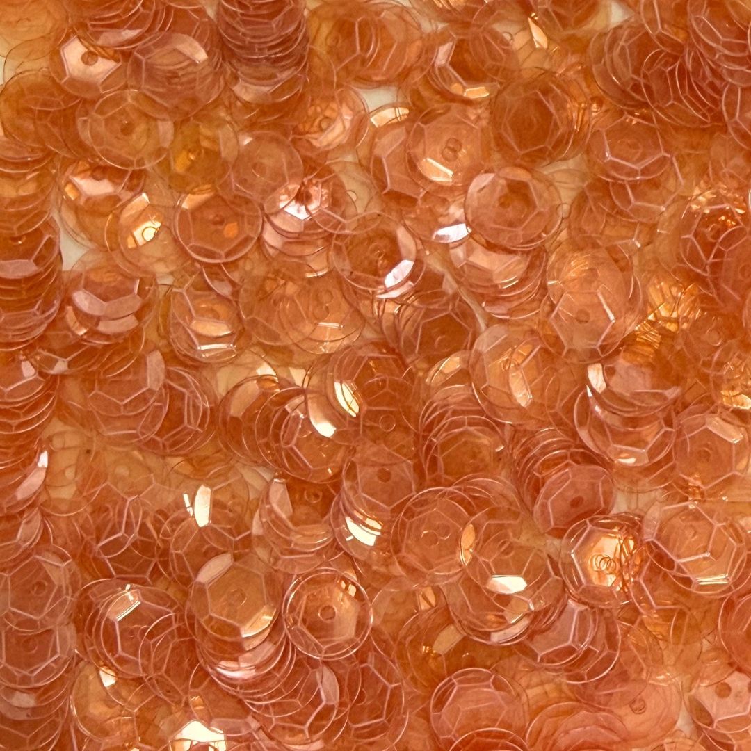 9mm Round Cup Shaped Sequins - Transparent Orange