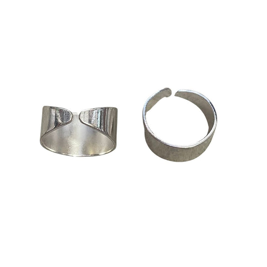 Adjustable Ring Blank, Smooth and Wide Silver