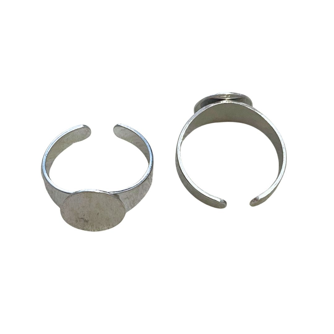 Adjustable Ring Blank Wide, with 11mm round flat pad