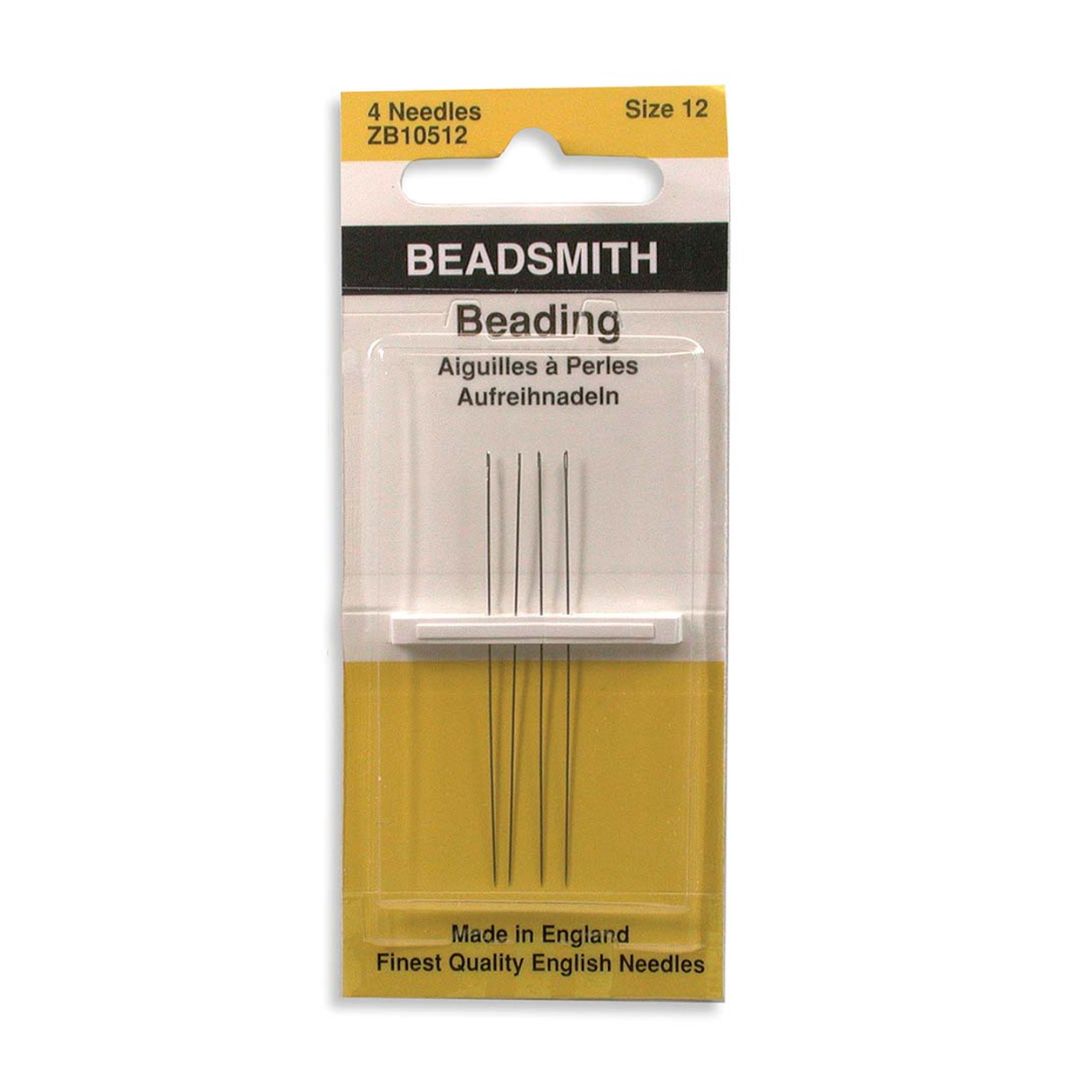 English beading needles, size 12, pack of 4
