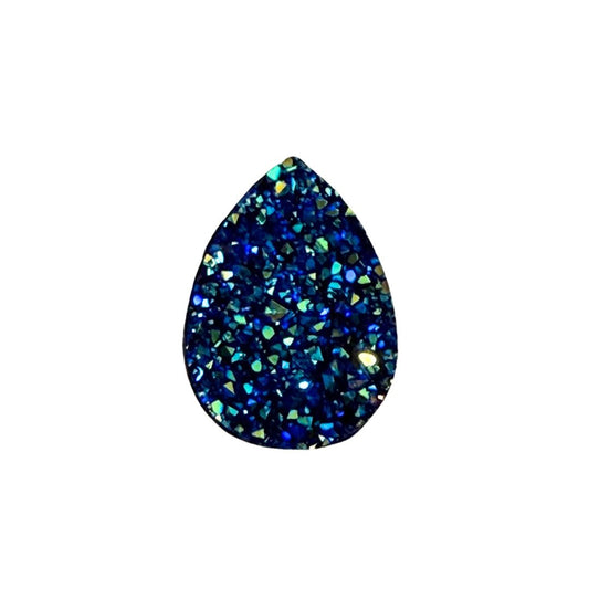 Blue and Green Resin Druzy Flat Back Cabochon 18x25mm Adhesive backed