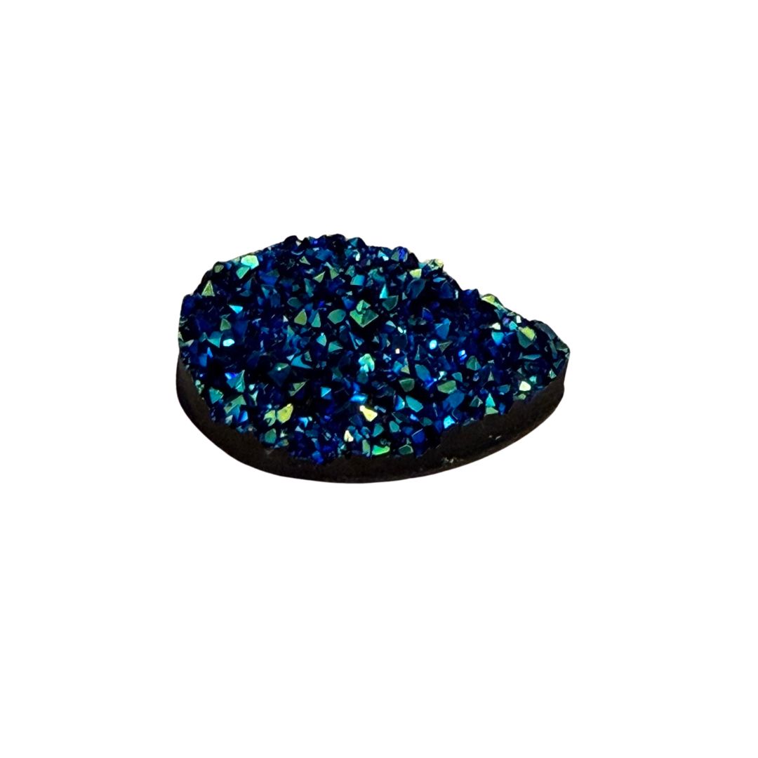 Blue and Green Resin Druzy Flat Back Cabochon 18x25mm Adhesive backed