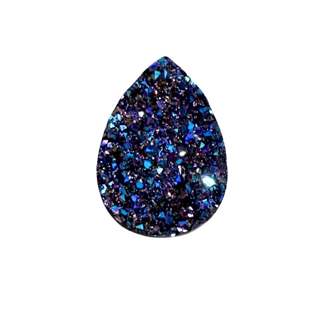 Blue and Purple Resin Druzy Flat Back Cabochon 18x25mm Adhesive backed