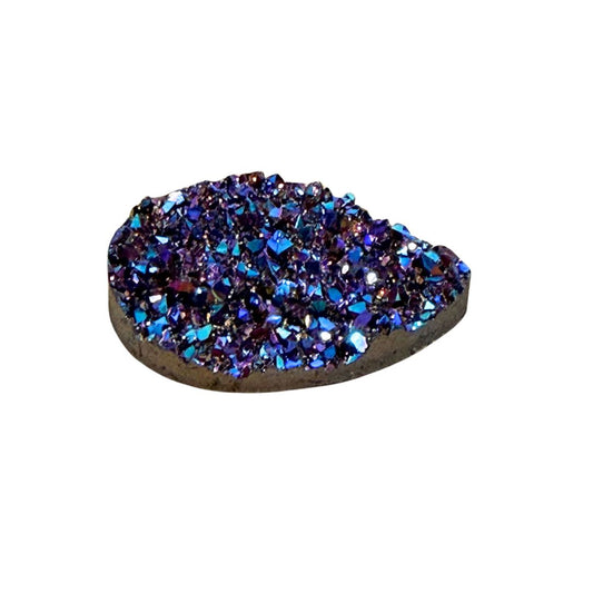 Blue and Purple Resin Druzy Flat Back Cabochon 18x25mm Adhesive backed
