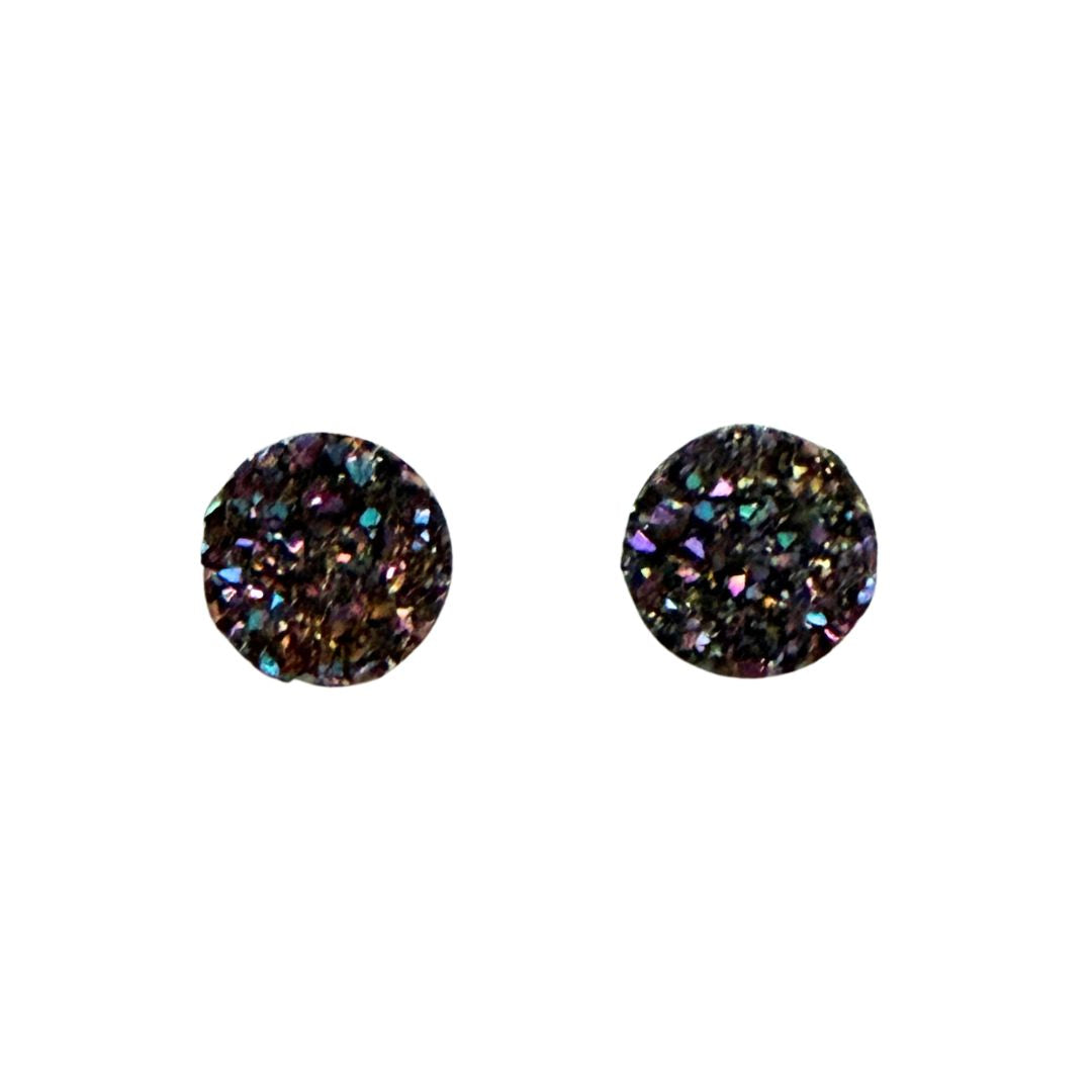 Blue and Purple Round Resin Druzy Flat Back Cabochon 12mm Adhesive backed