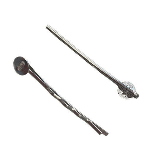 Bobby Pin, Hair Clip 45mm, with 7mm round flat pad, Silver