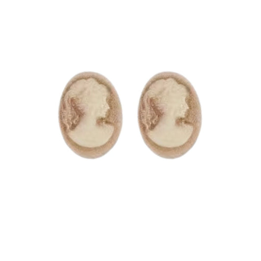 Cameo Lady Face Silhouette Flat Back Oval Cabochon 18x13mm Gold, set of 2