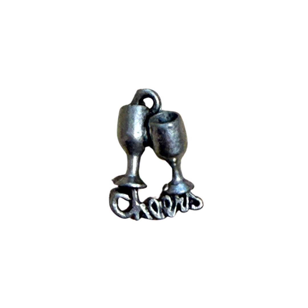 Charm, Champagne Glasses Cheers 11x16mm Silver