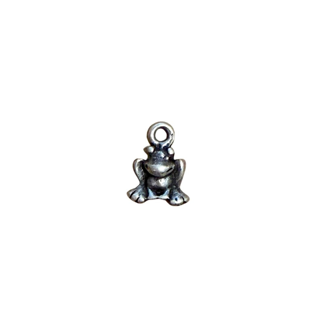 Charm, Frog 10x13mm Silver