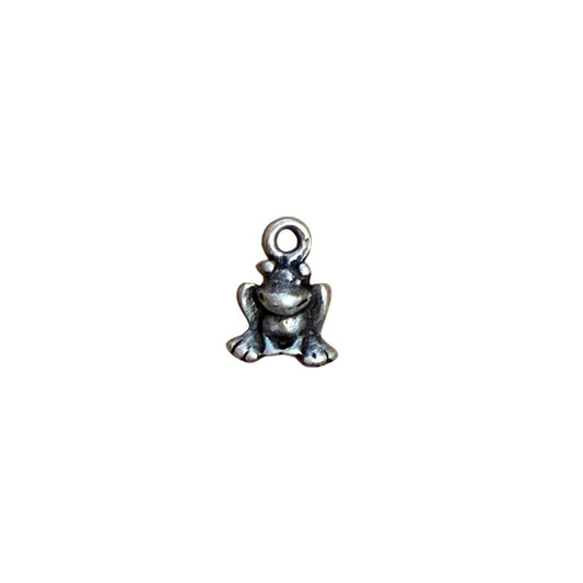 Charm, Frog 10x13mm Silver
