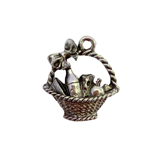 Charm, Gift Basket, 13x20mm Silver