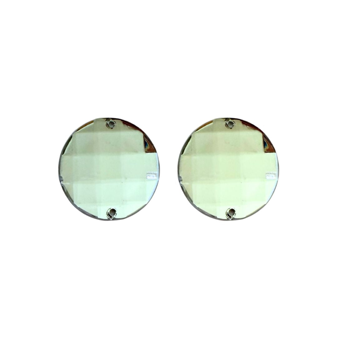 Checkerboard Round Sew on Resin Stones 25mm Silverlined Crystal