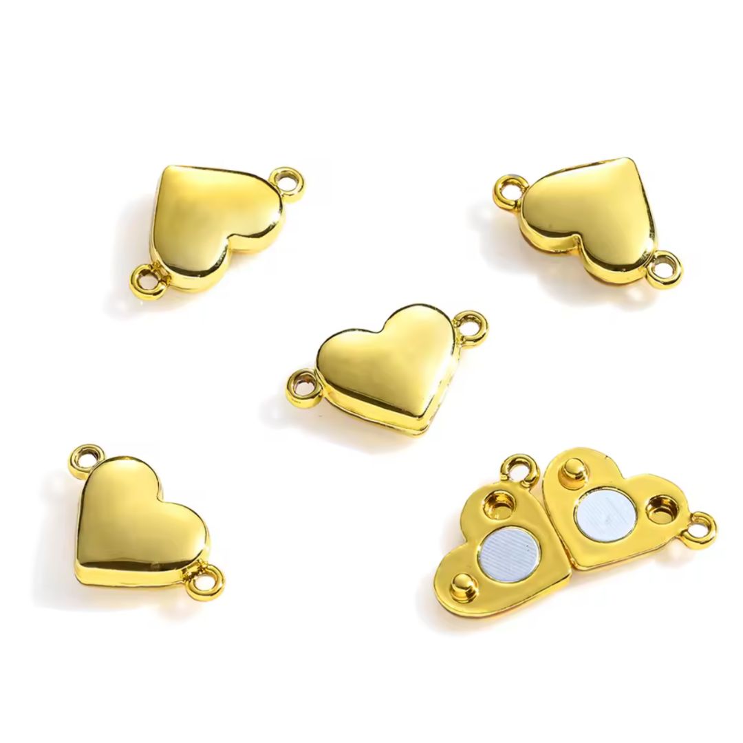 Clasp Magnetic Heart 19x11mm Gold