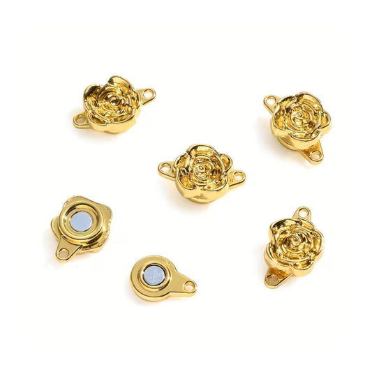 Magnetic Clasp Rose Flower 17x11mm Gold