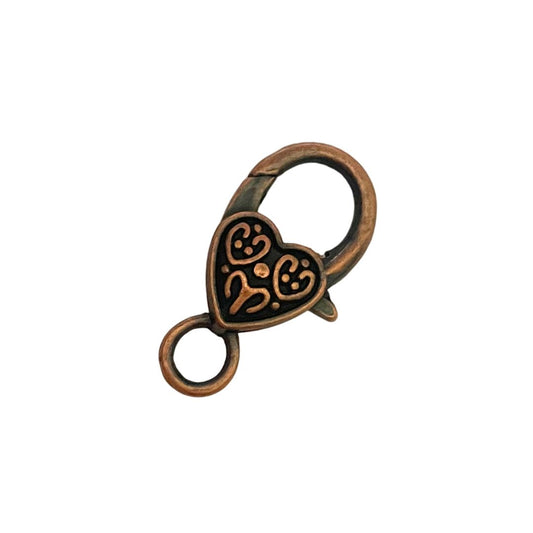 Clasp, Heart Shaped Lobster 25x12mm Antique Copper