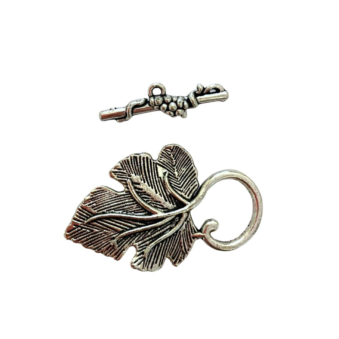 Clasp, Toggle, Grapevine and Leaf, Antique Silver