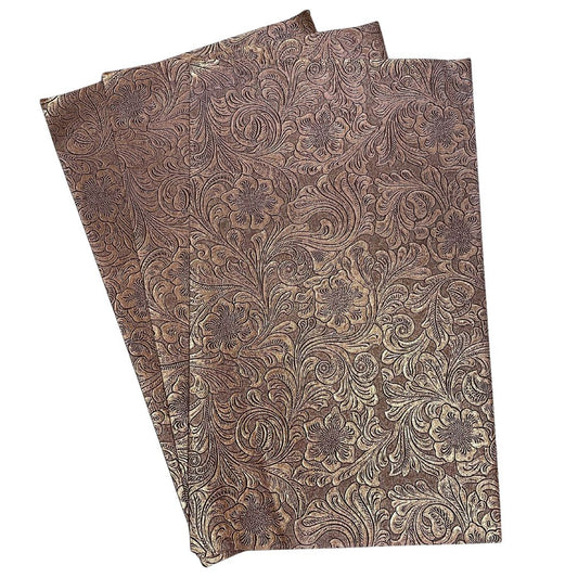 Copper Textured Faux Leather Sheet, Embossed Swirls Pattern