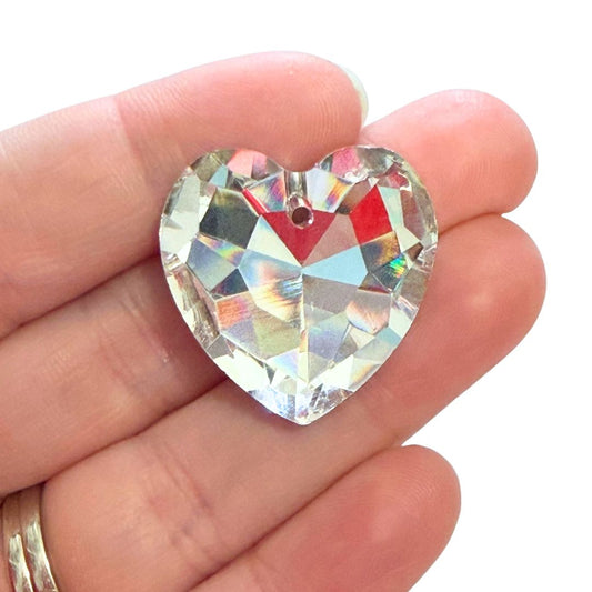 Crystal Heart Shaped Pendant 27x28mm with Single Drilled Hole