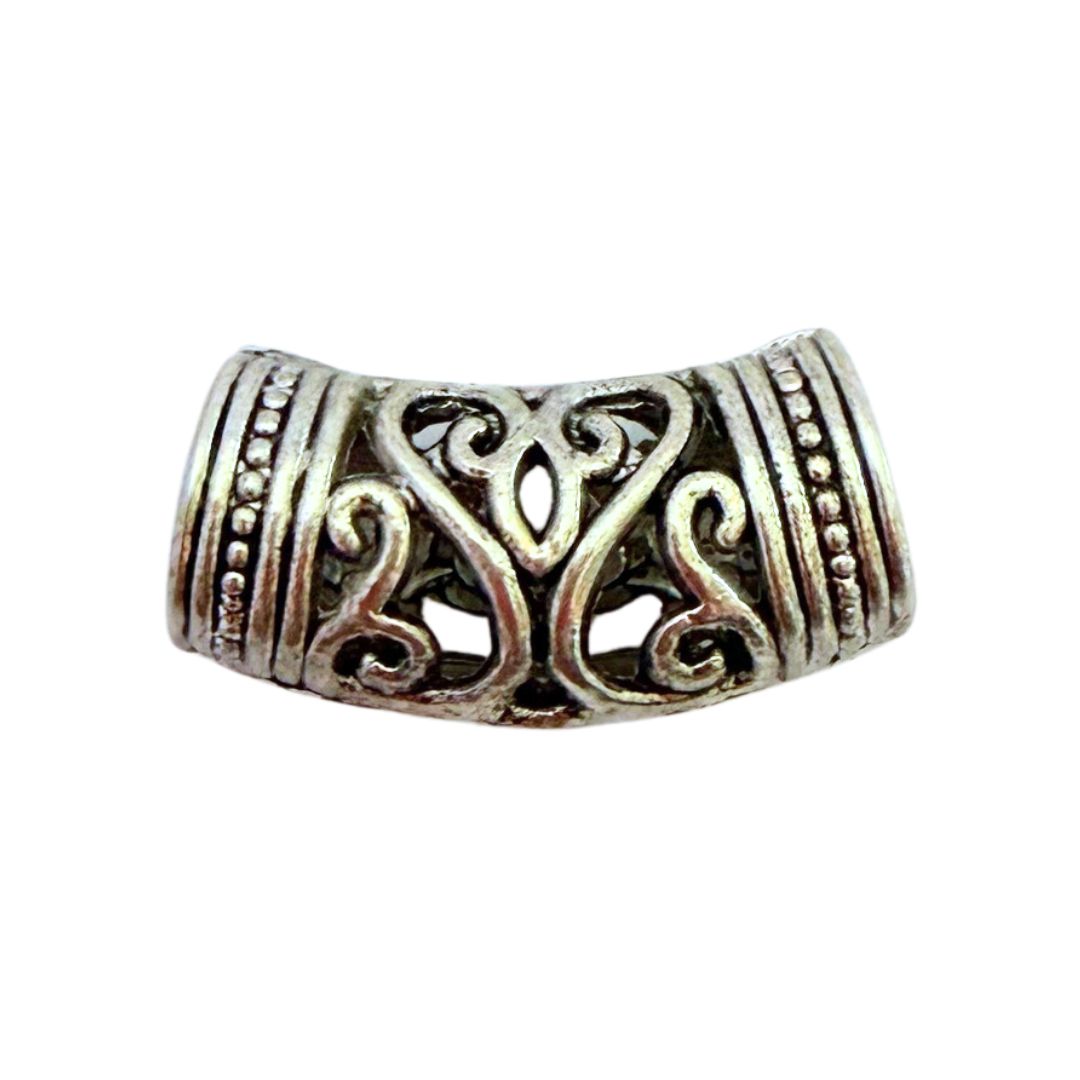 Curved Spacer Tube Bead Focal 23mm Wide and 7mm ID Antique Silver