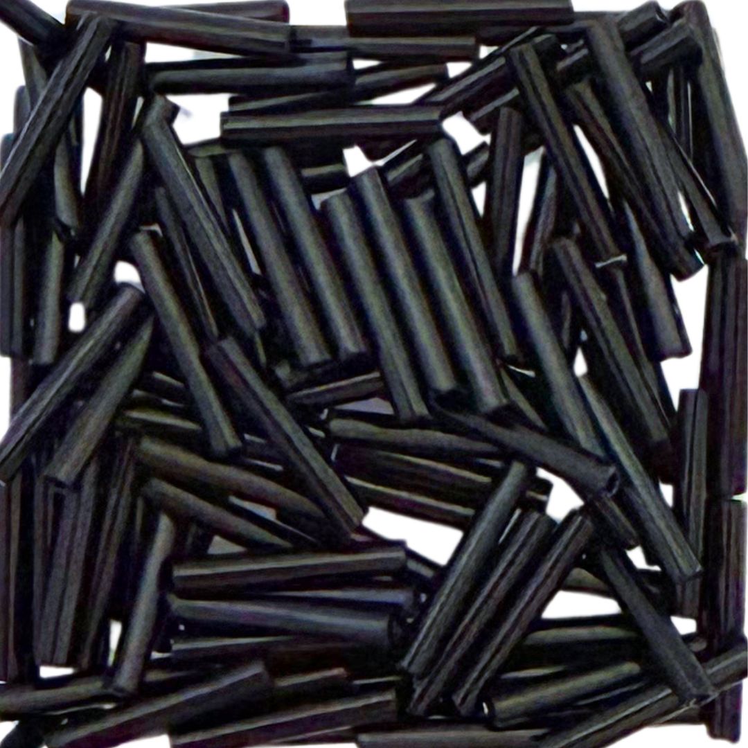 Czech Glass Bugel Beads 12mm Opaque Black