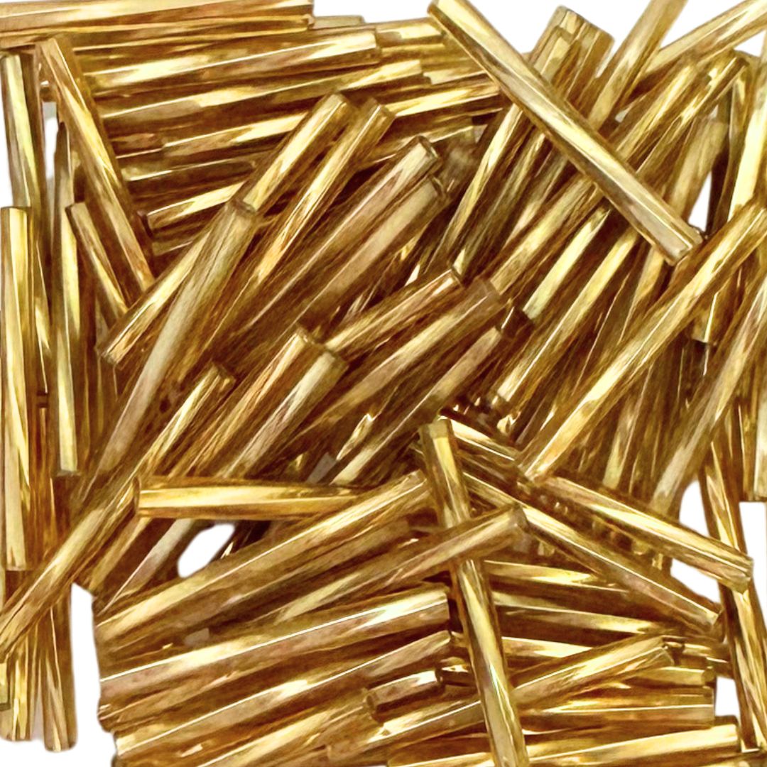 Czech Glass Bugel Beads 17mm Silverlined Gold