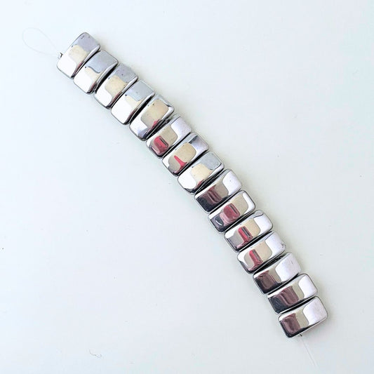 2 Hole Carrier Beads 9x17mm Czech Silver