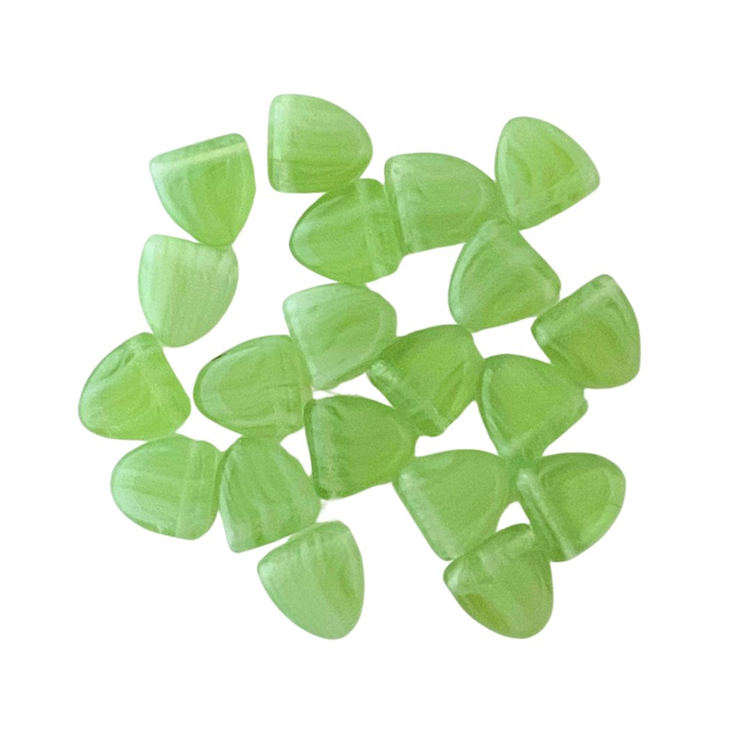 Czech Glass Flag Beads Mint Swirl