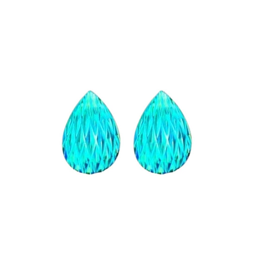 Drop shaped 14x10mm Geometric Resin Cabochon Aqua