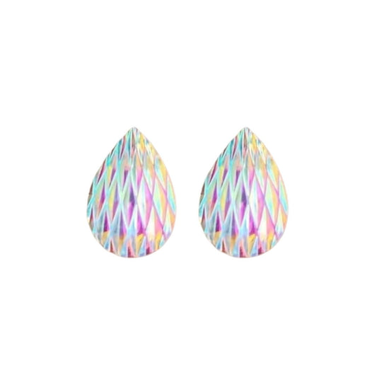 Drop shaped 14x10mm Geometric Resin Cabochon Crystal AB
