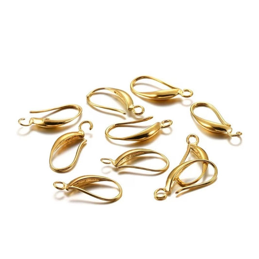 Elegant Earring Hooks 18x8mm Gold