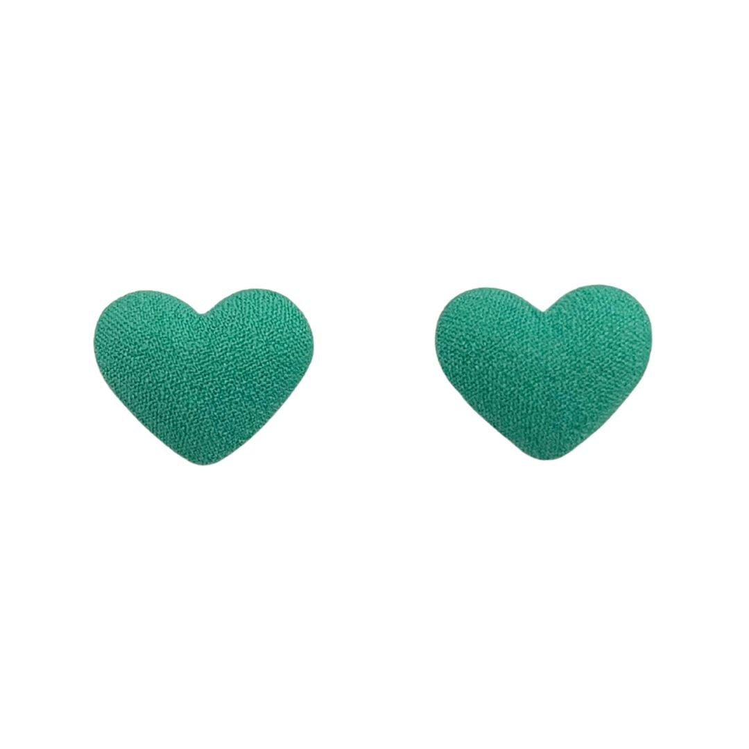 Emerald 18x15mm Fabric Heart Cabochon, pack of 2