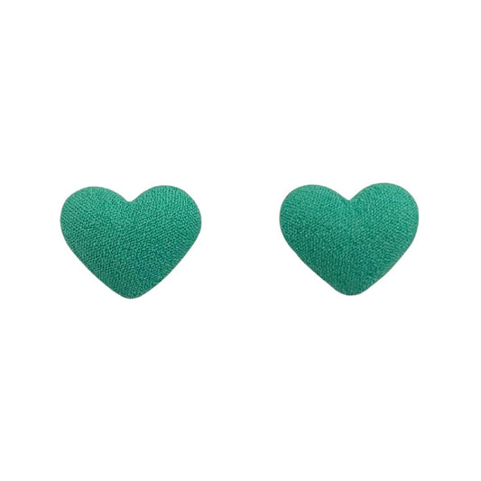 Emerald 18x15mm Fabric Heart Cabochon, pack of 2