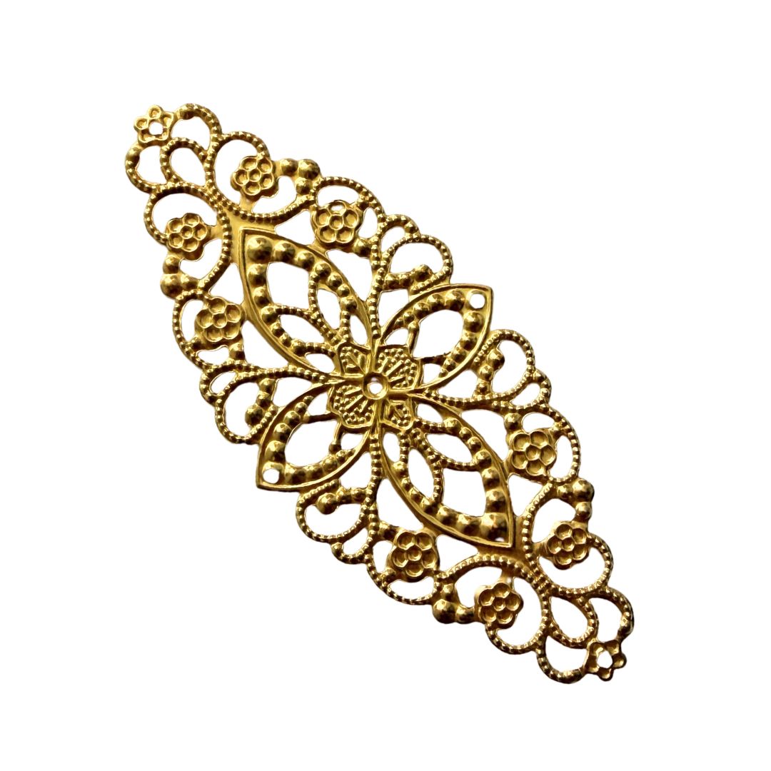 Filigree Finding Large With Flowers and Swirls 80x35mm Gold