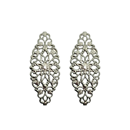 Filigree Finding Medium With Flowers and Swirls 60x26mm Silver