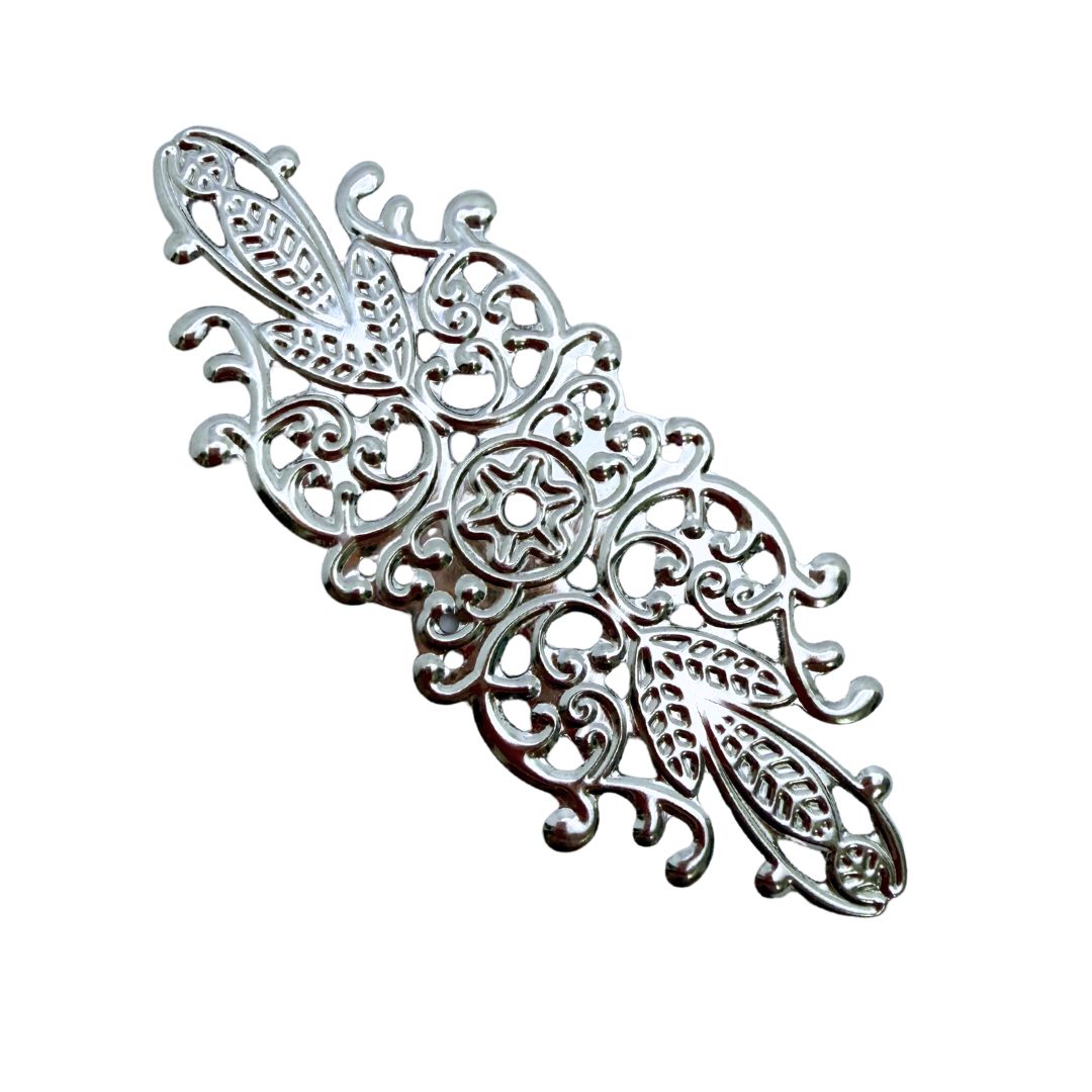 Filigree Finding LARGE With Flowers and Swirls 87x34mm Silver