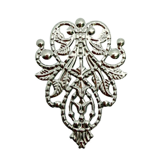Filigree Finding With Heart, Leaves and Swirls 48x35mm Silver