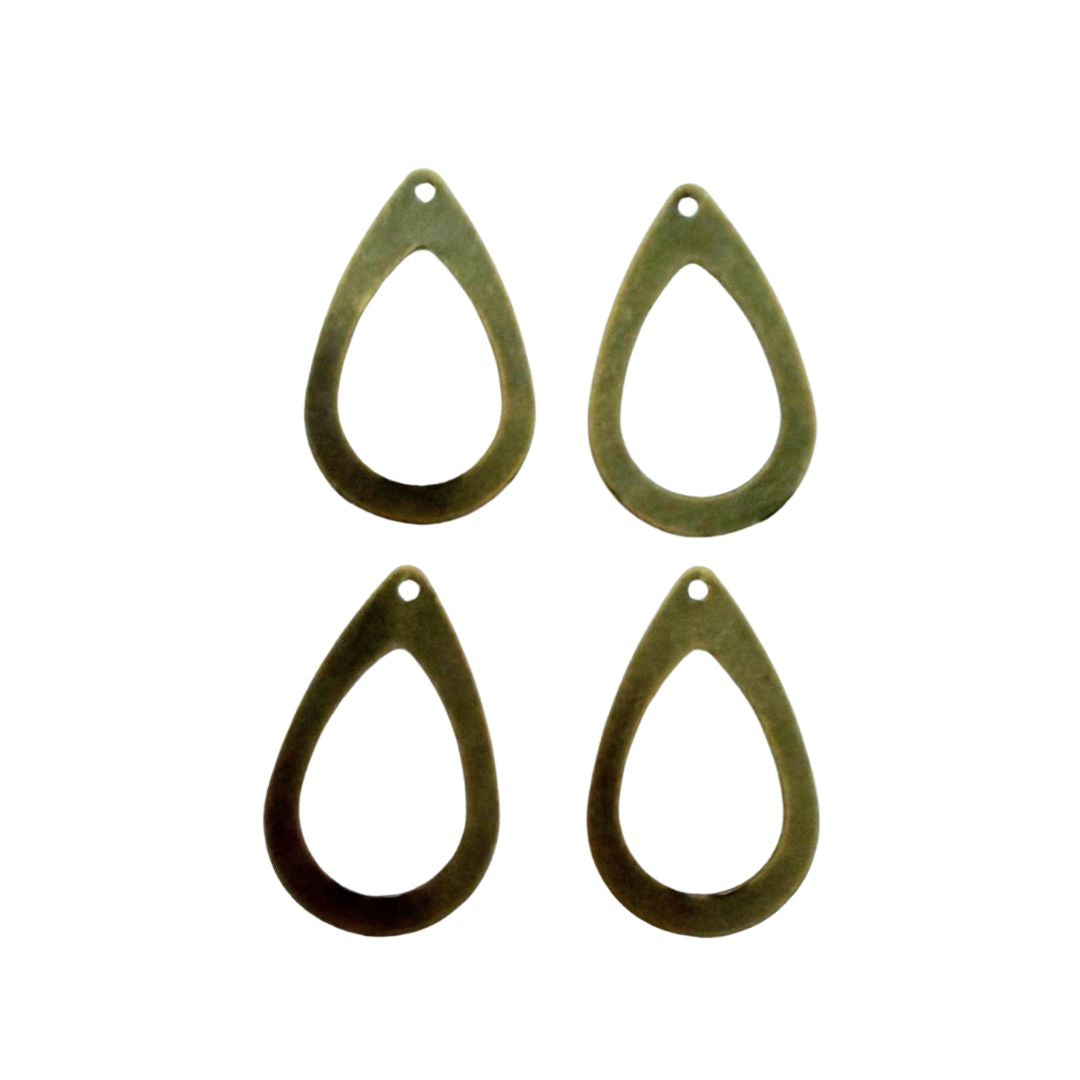Flat Metal Drop with drilled hole, 14x22mm Antique Bronze