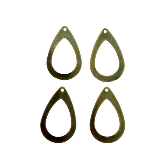 Flat Metal Drop with drilled hole, 14x22mm Antique Bronze