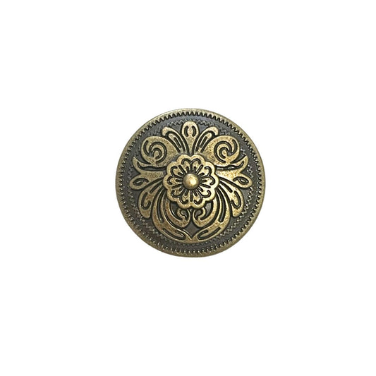 Floral Metal Button, 23mm, Antique Gold