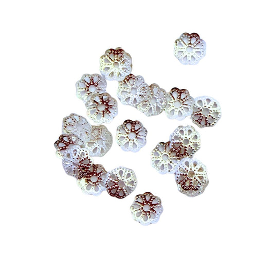 Flower Shaped Bead Caps 6mm Round Bright Silver