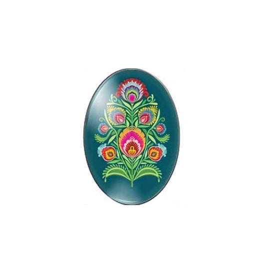 Folk Art Cabochon 25x18cm Azure with Flowers