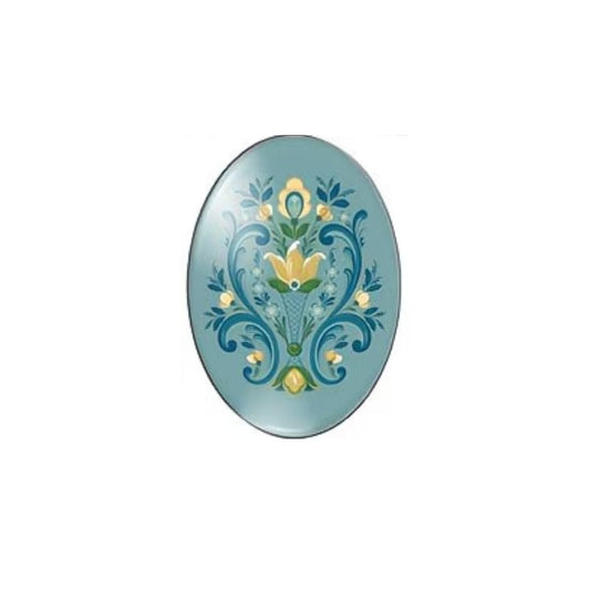 Folk Art Cabochon 25x18cm Blue with Yellow Flowers