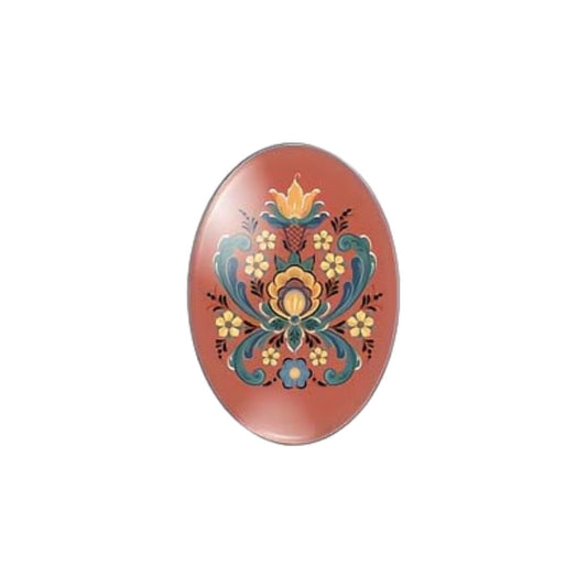 Folk Art Cabochon 25x18cm Rust With Blue Flowers