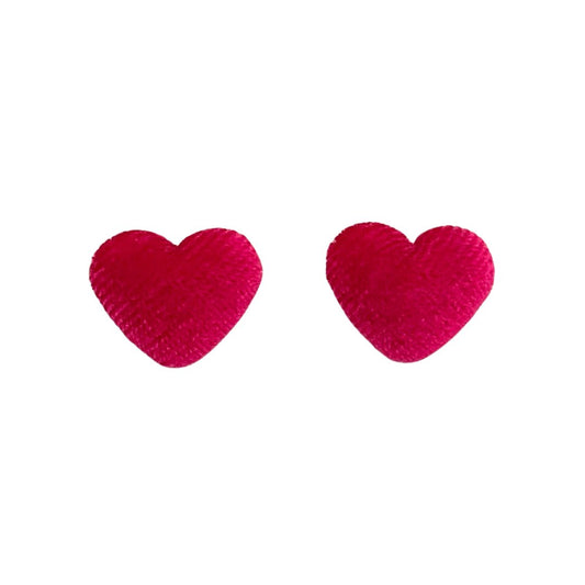 Fuchsia Velvet 18x15mm Fabric Heart Cabochon, pack of 2