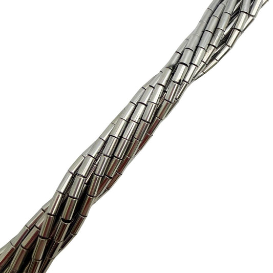 Glass Bead Tube Shaped Spacer 5x3mm Metallic Nickel
