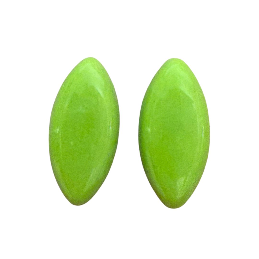 Glass Cabochon Navette Shape 20x10mm Chartreuse