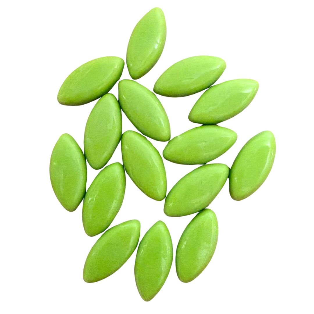 Glass Cabochon Navette Shape 20x10mm Chartreuse