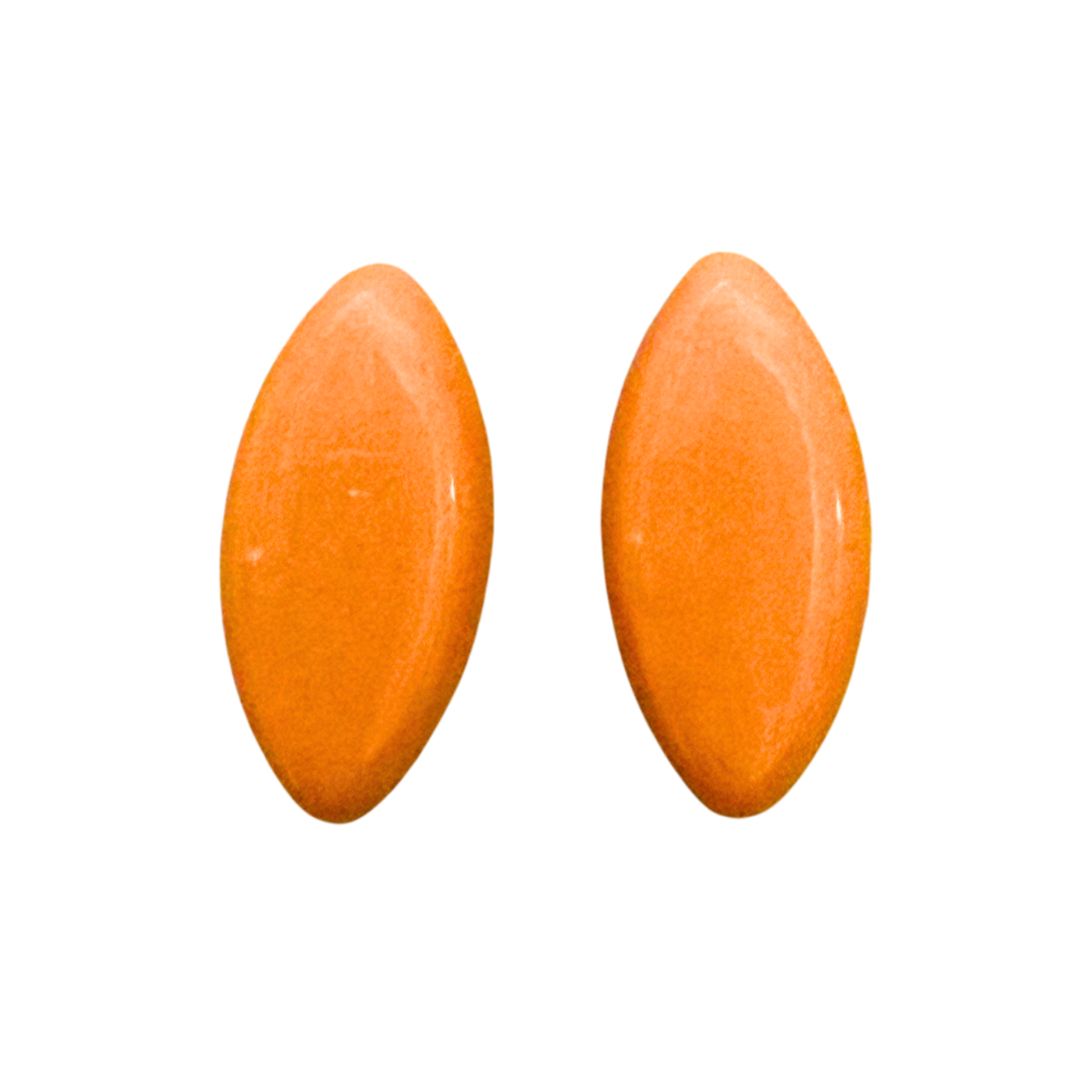 Glass Cabochon Navette Shape 20x10mm Orange
